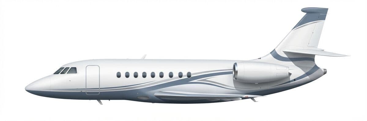 Falcon 2000DX super midsize jet exterior — charter with VOLO