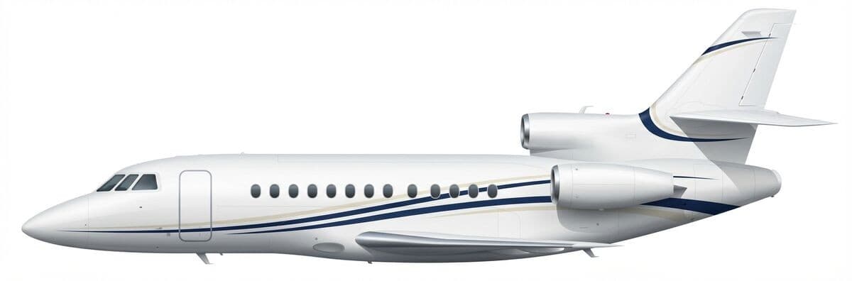 Falcon 900B heavy jet exterior — charter with VOLO