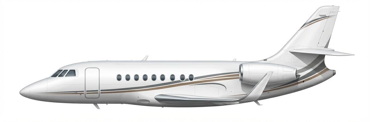 Falcon 2000S super midsize jet exterior — charter with VOLO