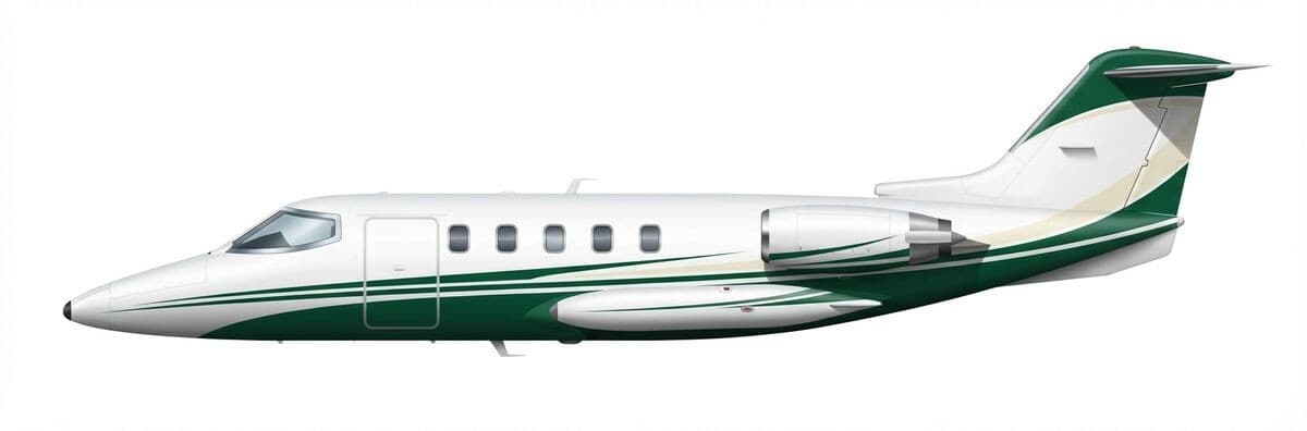 Learjet 25 light jet exterior — charter with VOLO