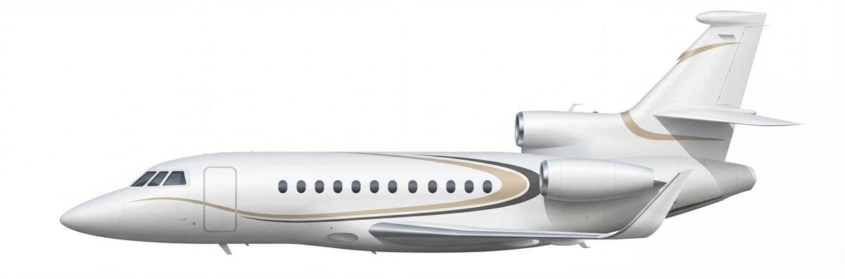 Falcon 900LX EASy II heavy jet exterior — charter with VOLO