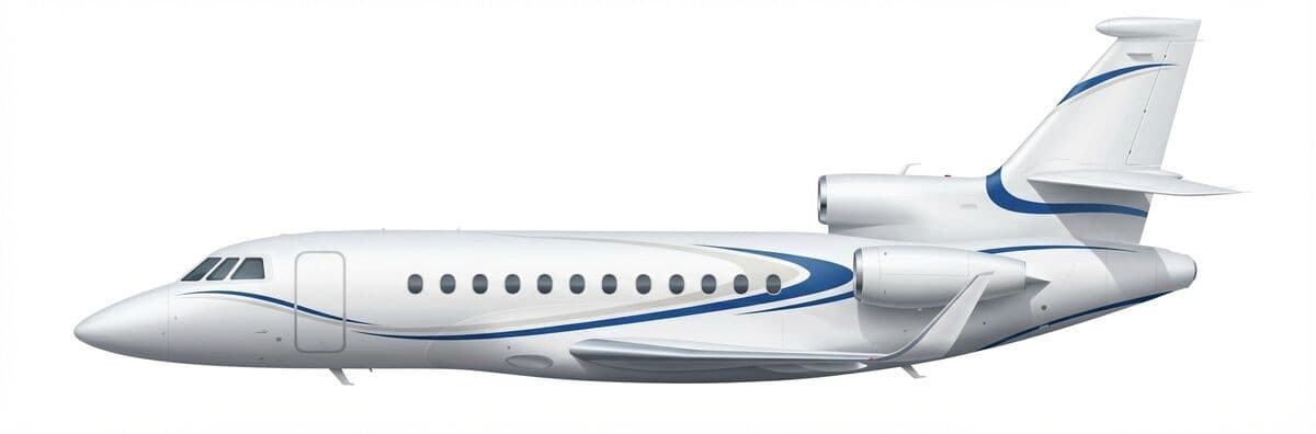 Falcon 900LX heavy jet exterior — charter with VOLO