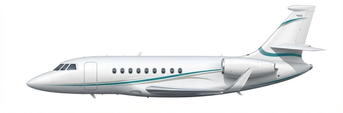 Falcon 2000LX heavy jet exterior — charter with VOLO