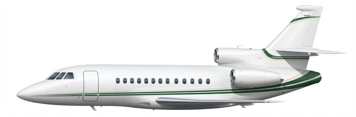 Falcon 900C heavy jet exterior — charter with VOLO