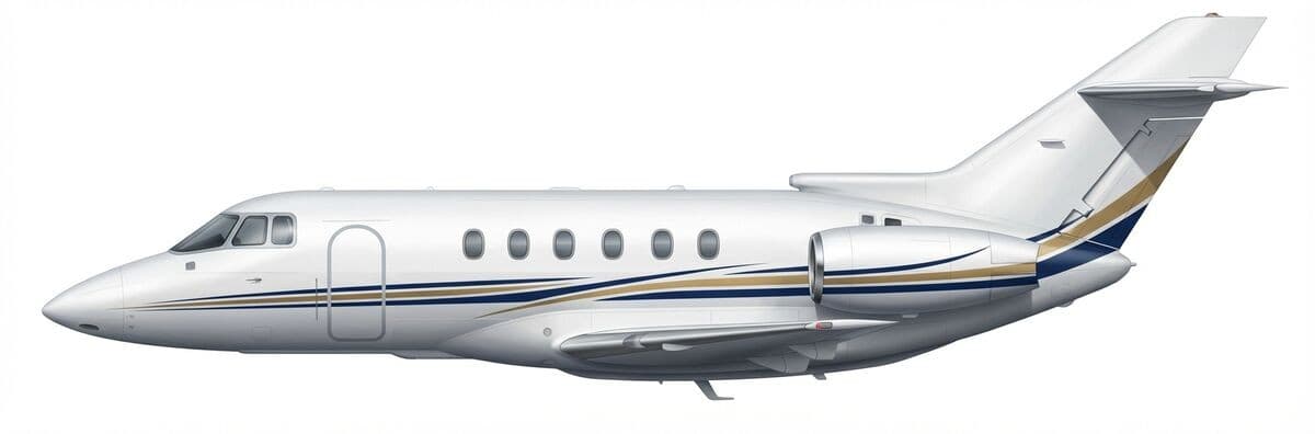 Hawker 800 midsize jet exterior — charter with VOLO