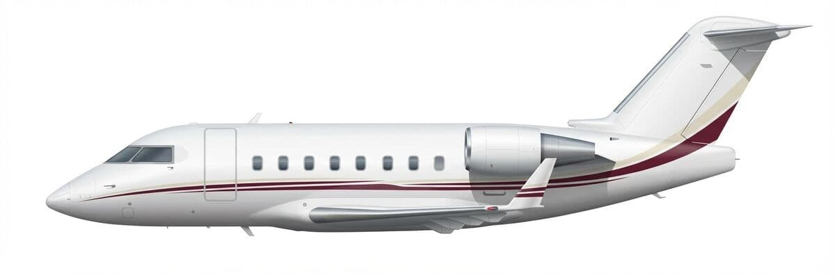 Challenger 601 heavy jet exterior — charter with VOLO