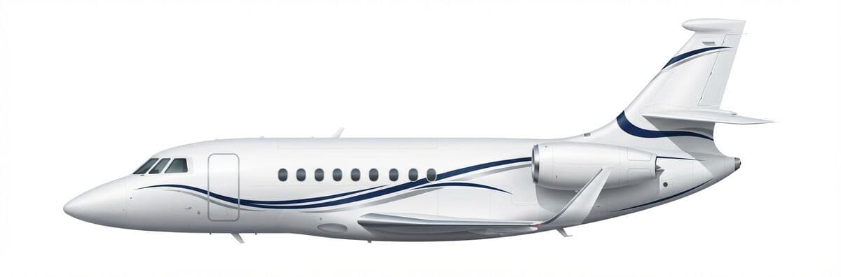 Falcon 2000LXS heavy jet exterior — charter with VOLO