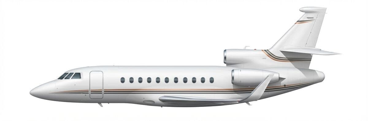 Falcon 900EX EASy heavy jet exterior — charter with VOLO