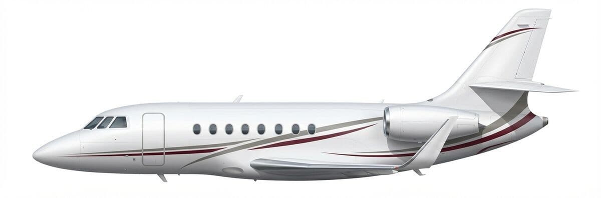 Falcon 2000EX EASy heavy jet exterior — charter with VOLO