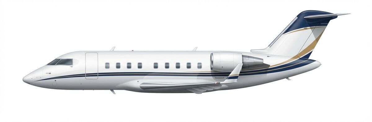 Challenger 600 heavy jet exterior — charter with VOLO