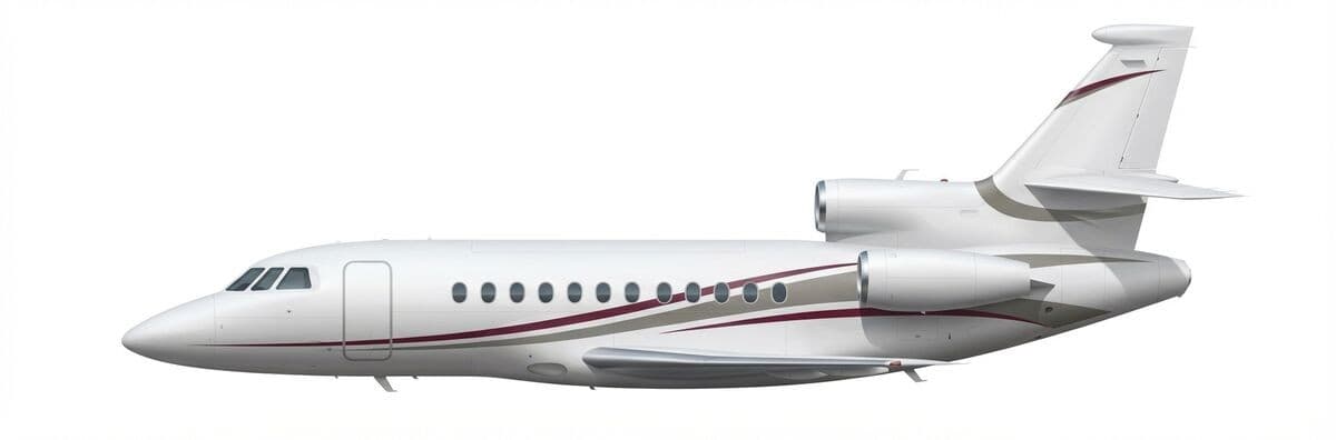 Falcon 900EX EASy II heavy jet exterior — charter with VOLO