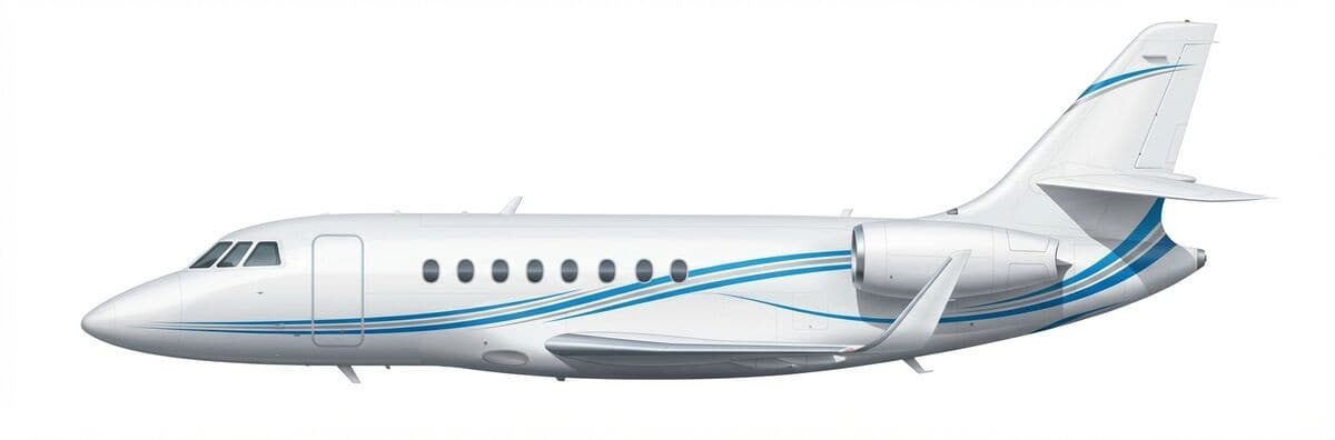 Falcon 2000EX heavy jet exterior — charter with VOLO