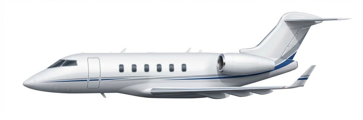 Bombardier Challenger 350 super midsize jet on runway — 10-seat wide-cabin with 3,200nm transatlantic range
