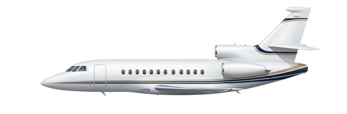 Falcon 900 heavy jet exterior — charter with VOLO