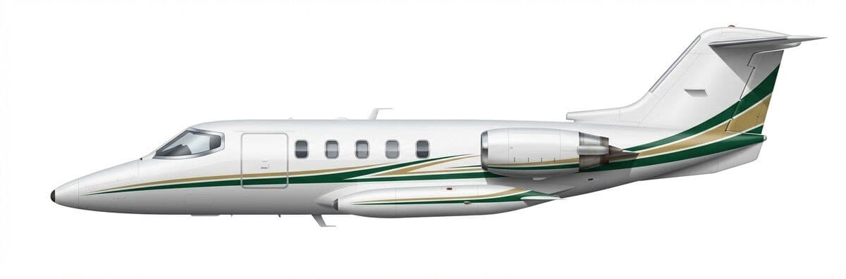 Learjet 28 light jet exterior — charter with VOLO