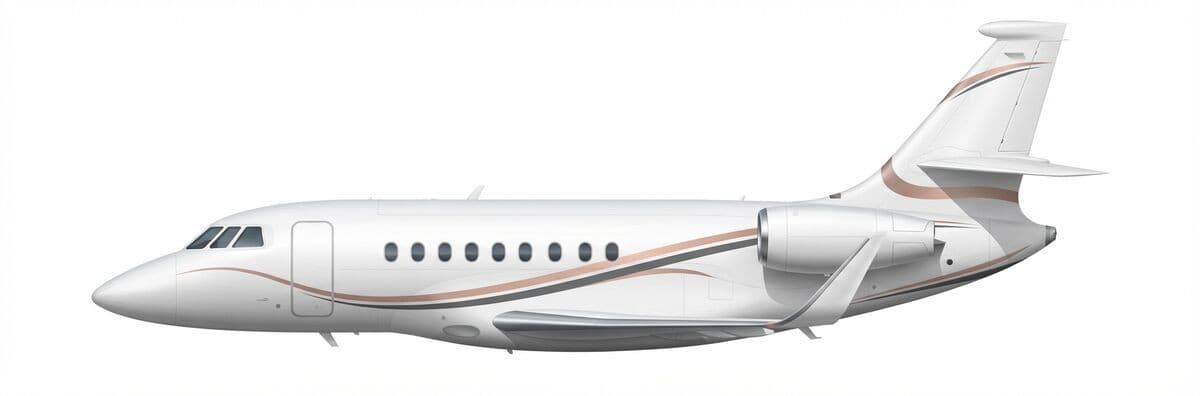 Falcon 2000LX EASy heavy jet exterior — charter with VOLO