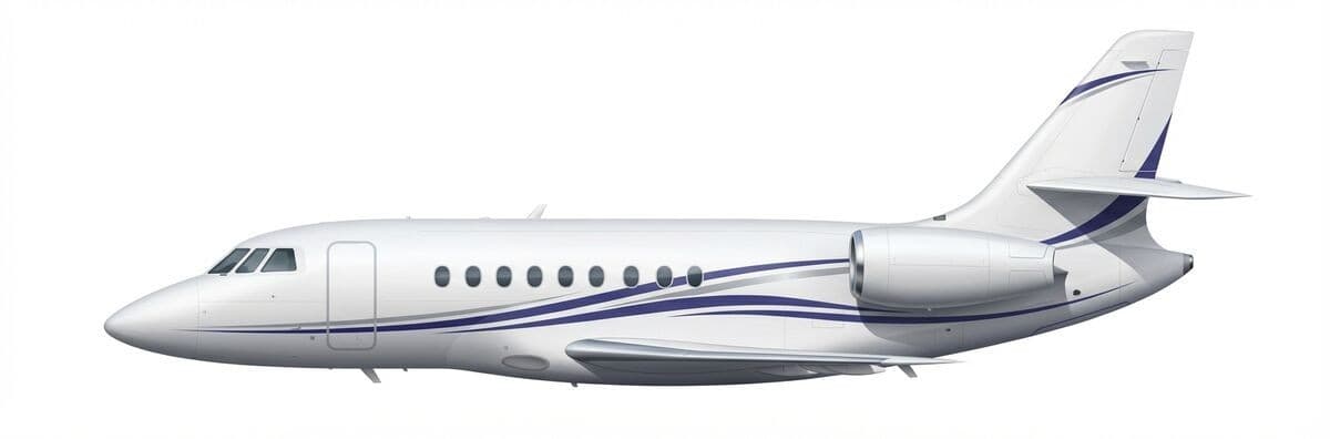 Falcon 2000 super midsize jet exterior — charter with VOLO