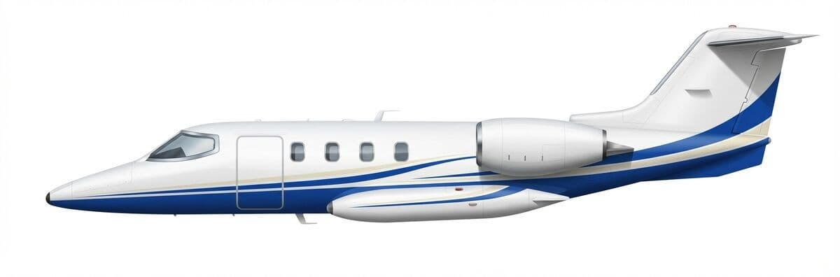 Learjet 35 midsize jet exterior — charter with VOLO
