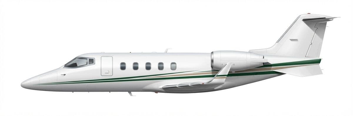 Learjet 55 midsize jet exterior — charter with VOLO