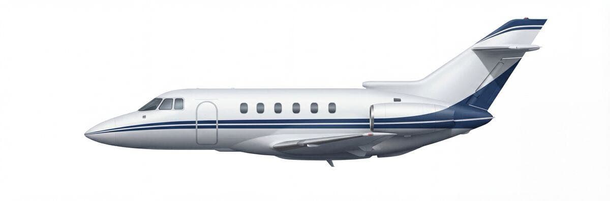 BAe 125-800 super midsize jet exterior — charter with VOLO