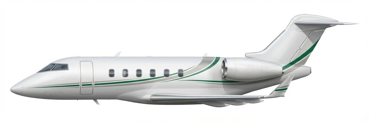 Challenger 3500 super midsize jet exterior — charter with VOLO