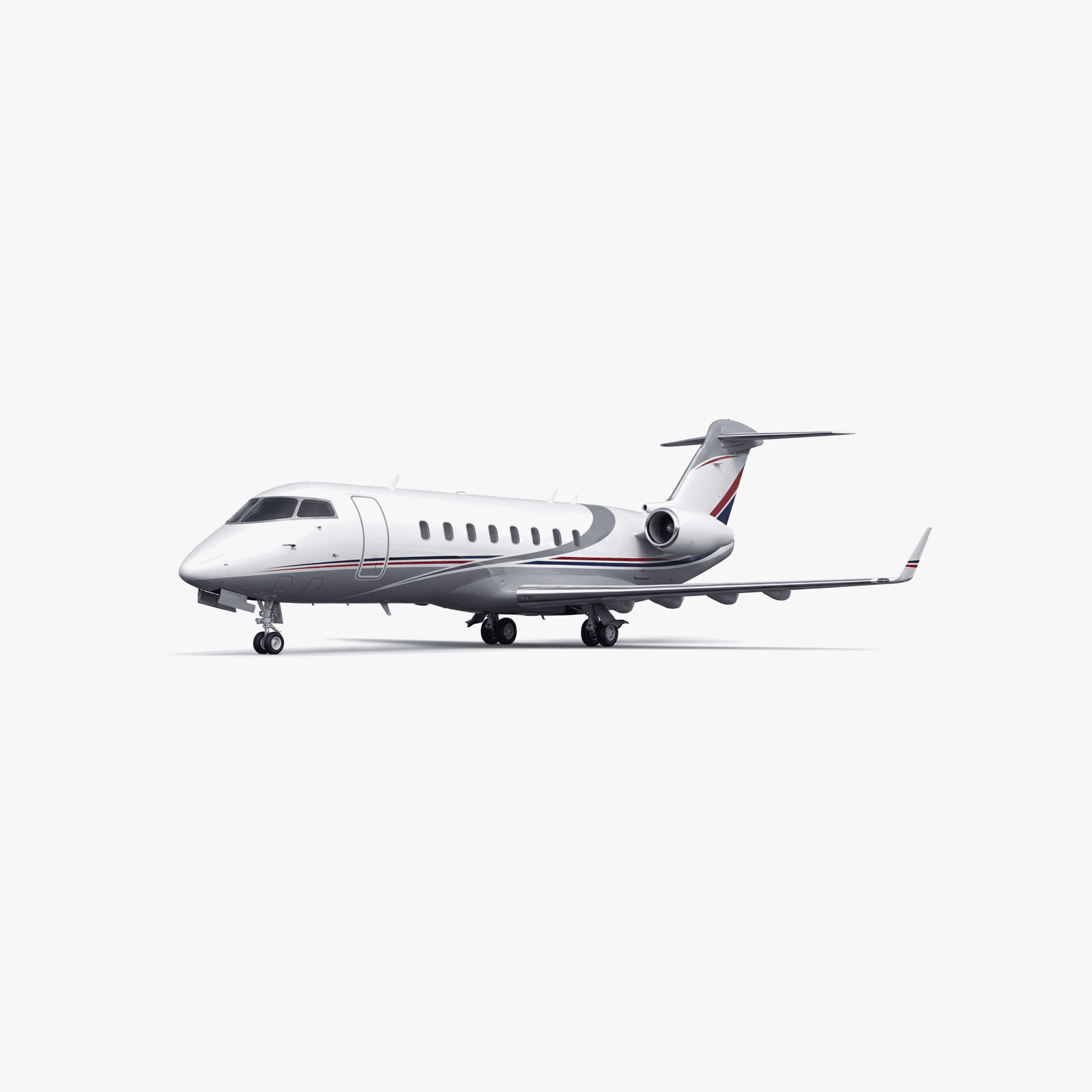 Challenger 850 Heavy Jet private jet — 3D exterior view from VOLO charter fleet