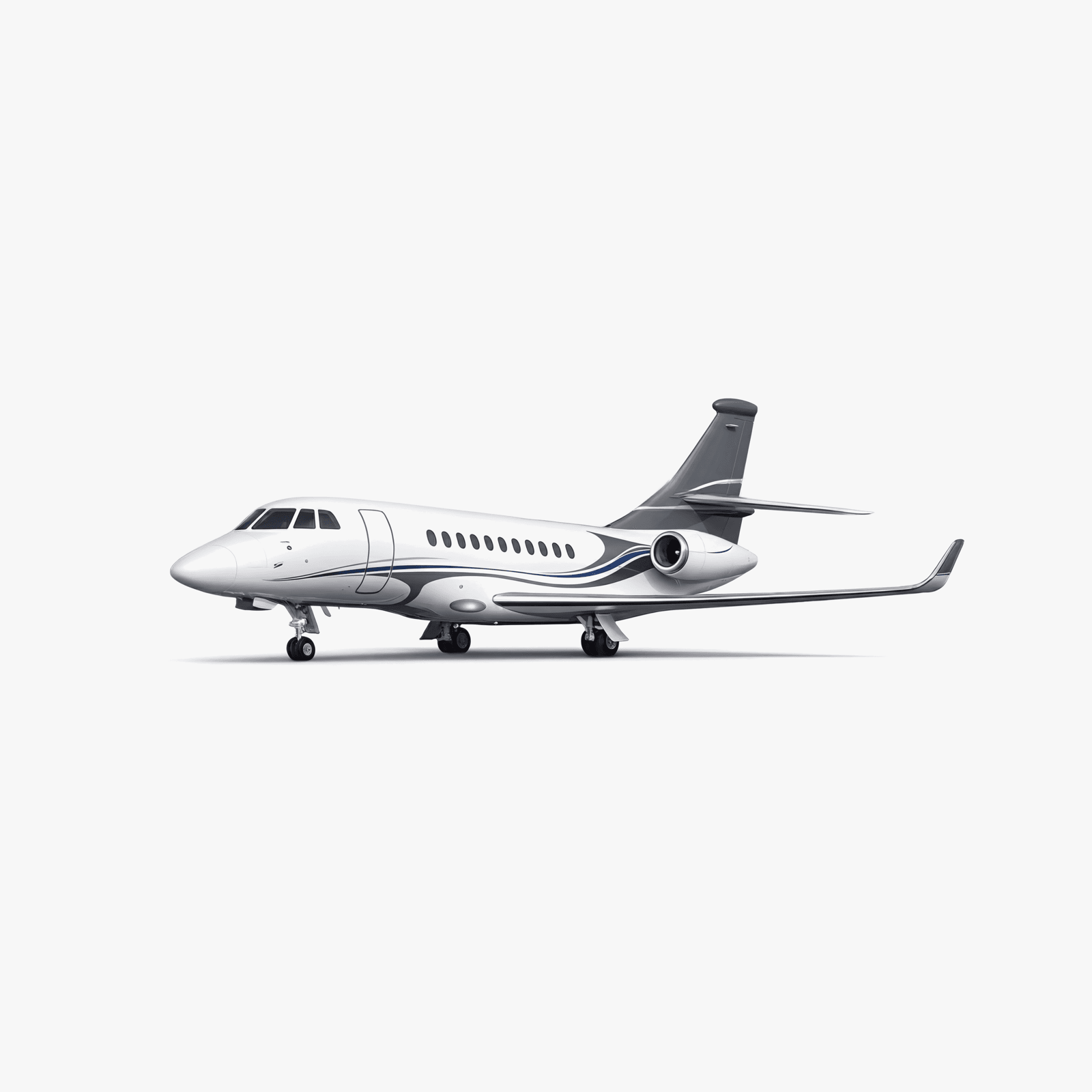 Falcon 2000LXS Heavy Jet private jet — 3D exterior view from VOLO charter fleet