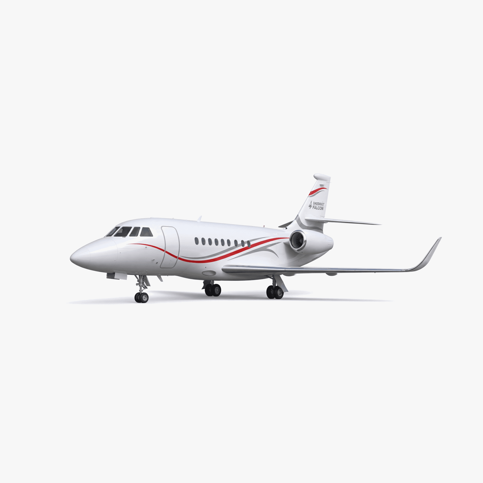 Falcon 2000S Super Midsize Jet private jet — 3D exterior view from VOLO charter fleet