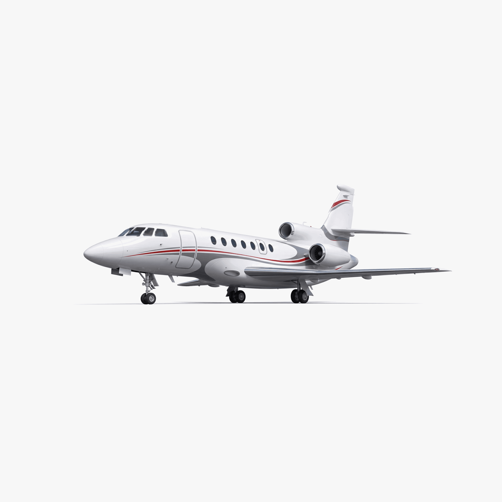 Falcon 50EX Midsize Jet private jet — 3D exterior view from VOLO charter fleet