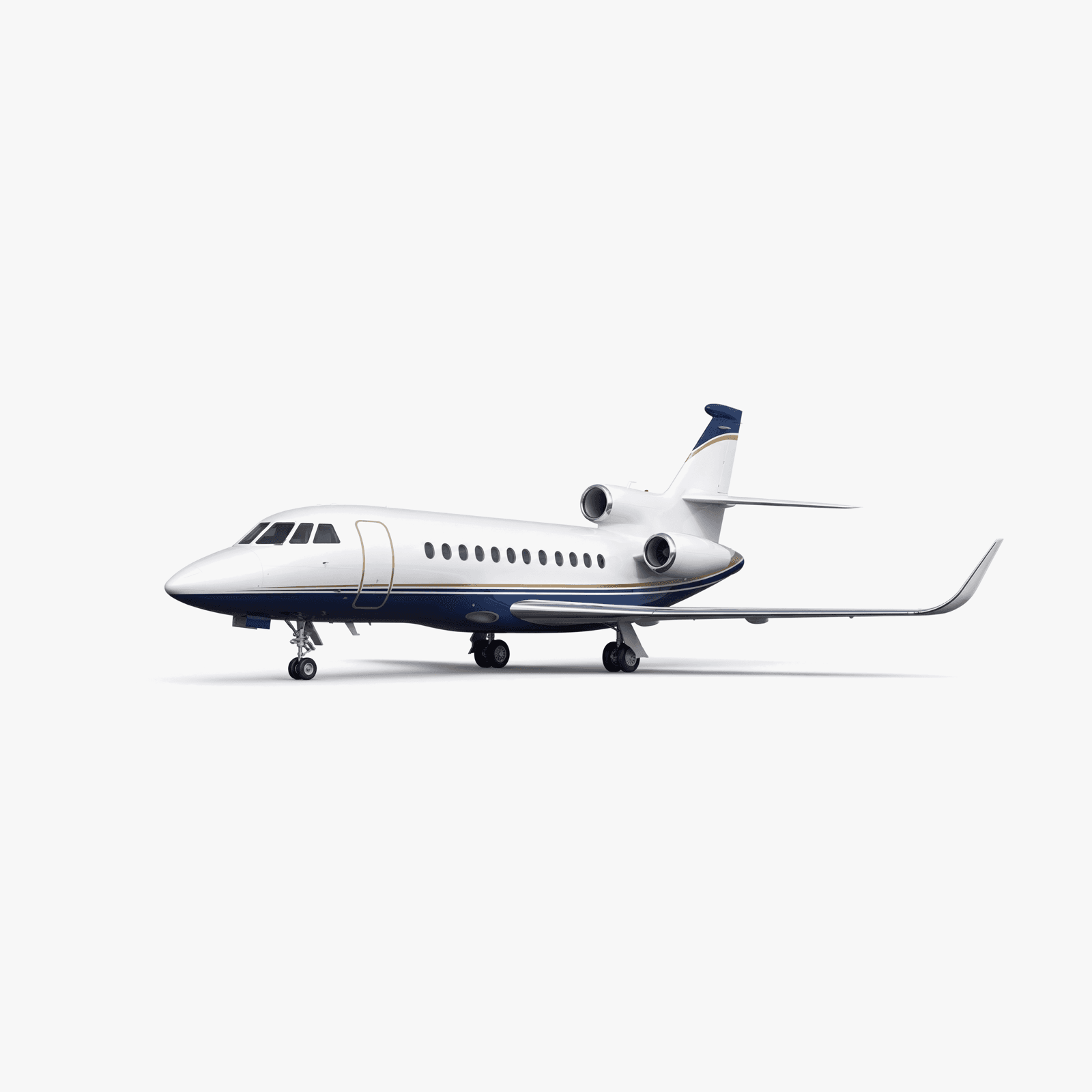 Falcon 900 Heavy Jet private jet — 3D exterior view from VOLO charter fleet