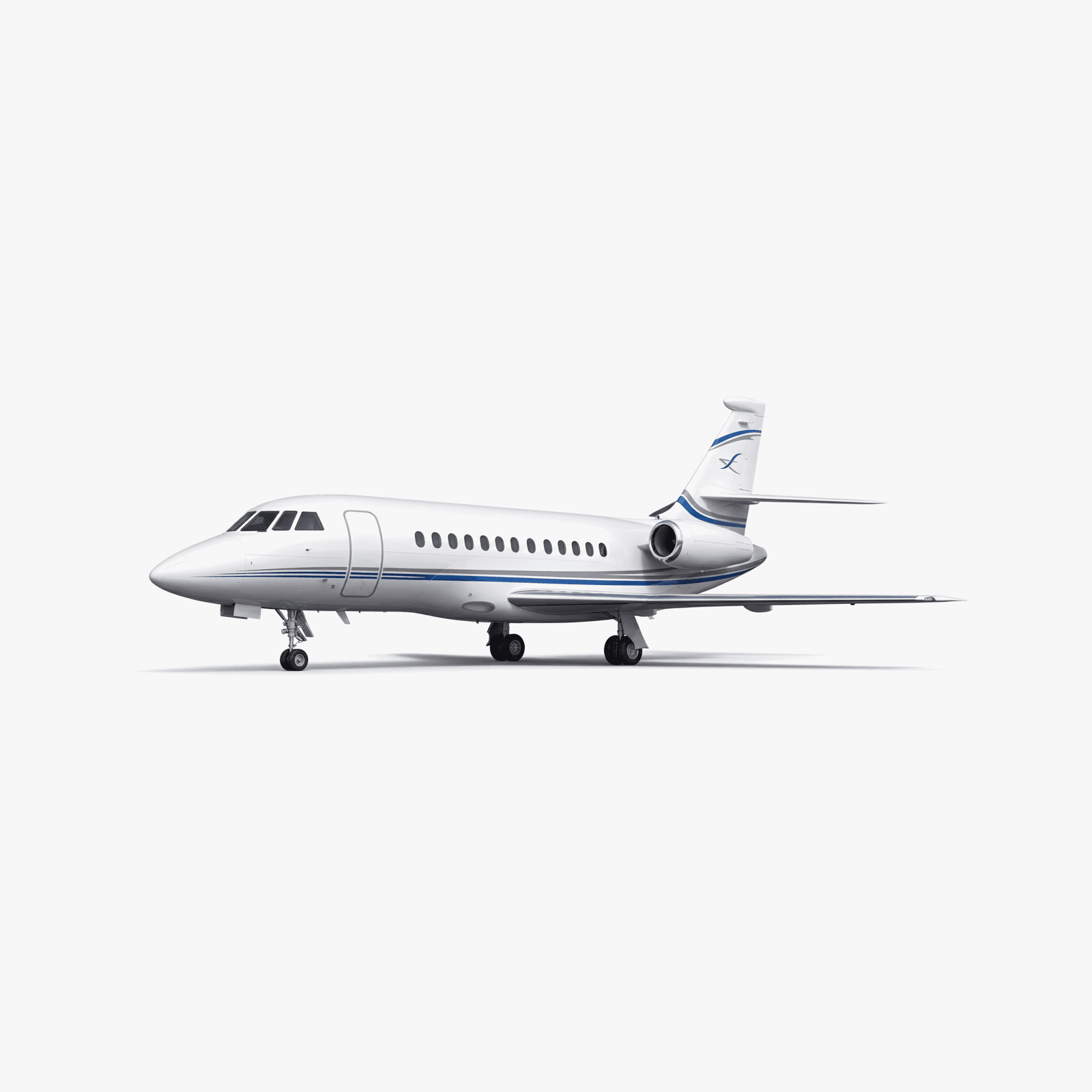 Falcon 900B Heavy Jet private jet — 3D exterior view from VOLO charter fleet
