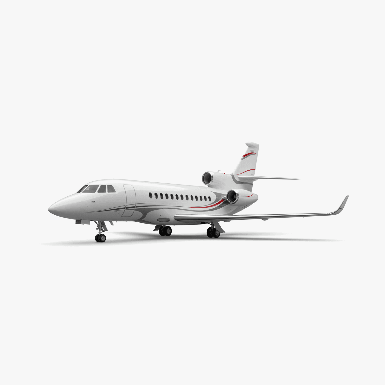 Falcon 900DX Heavy Jet private jet — 3D exterior view from VOLO charter fleet