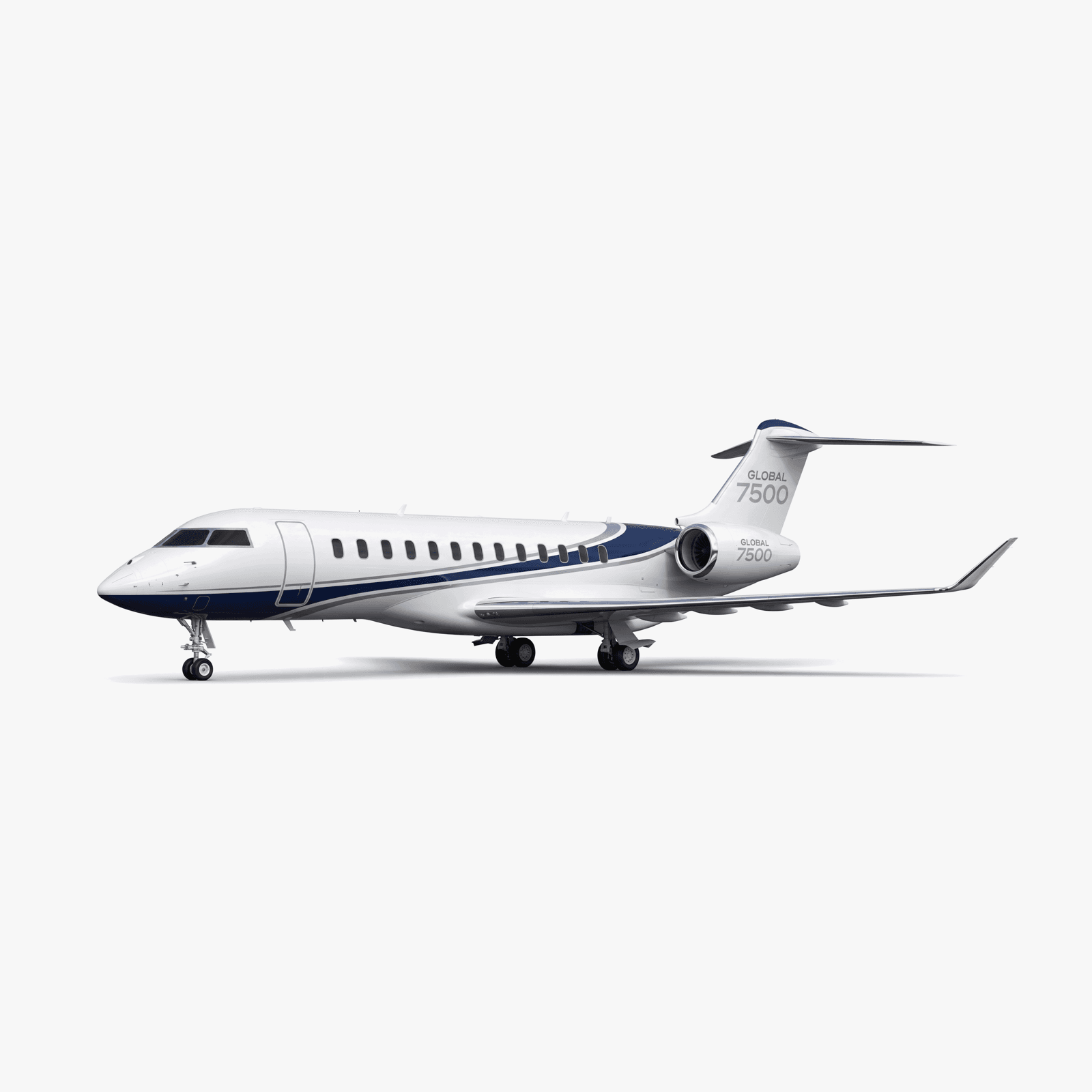 Global 7500 Ultra Long Range private jet — 3D exterior view from VOLO charter fleet
