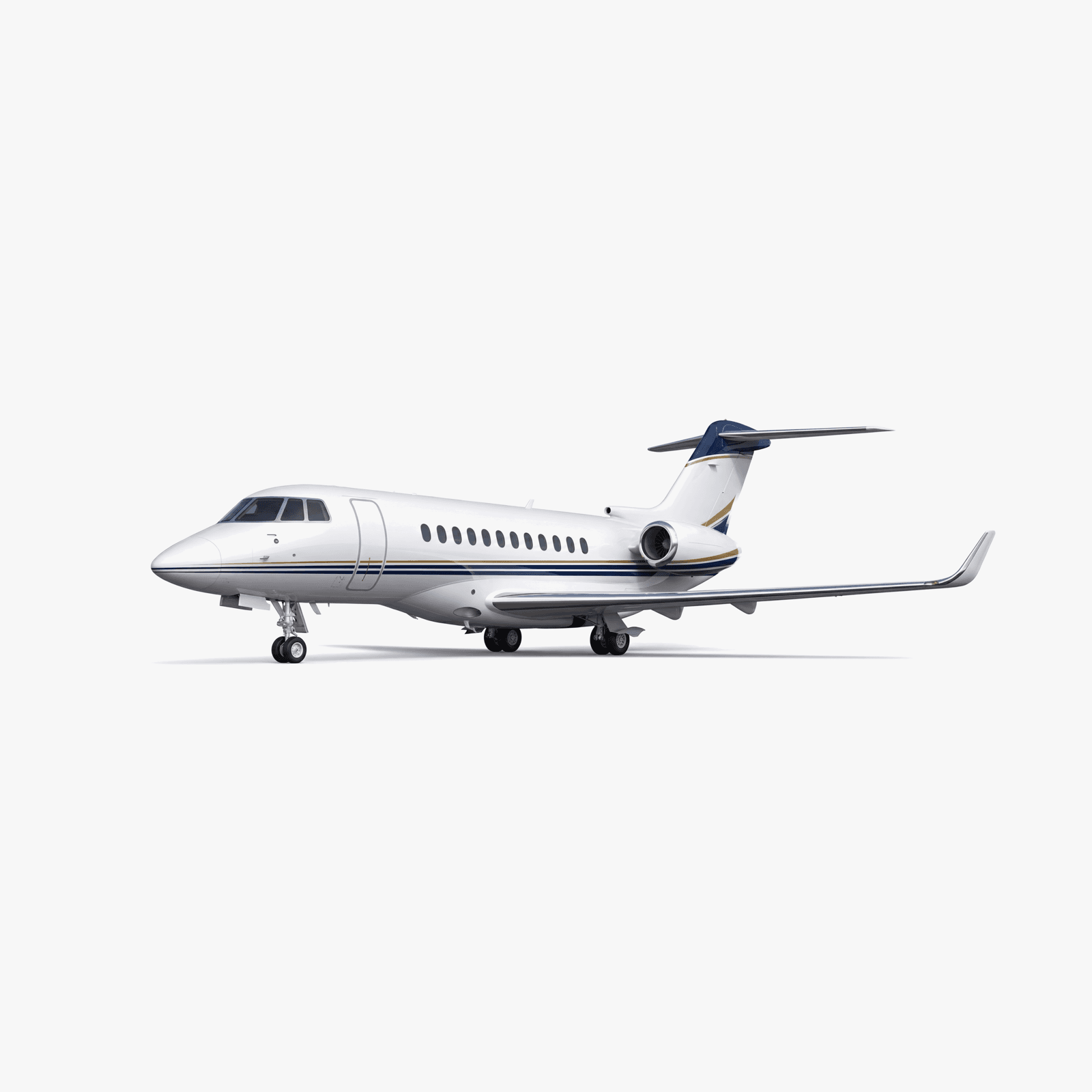 Vista 3D del Hawker 4000 jet super mediano — góndolas de motor y cola visibles