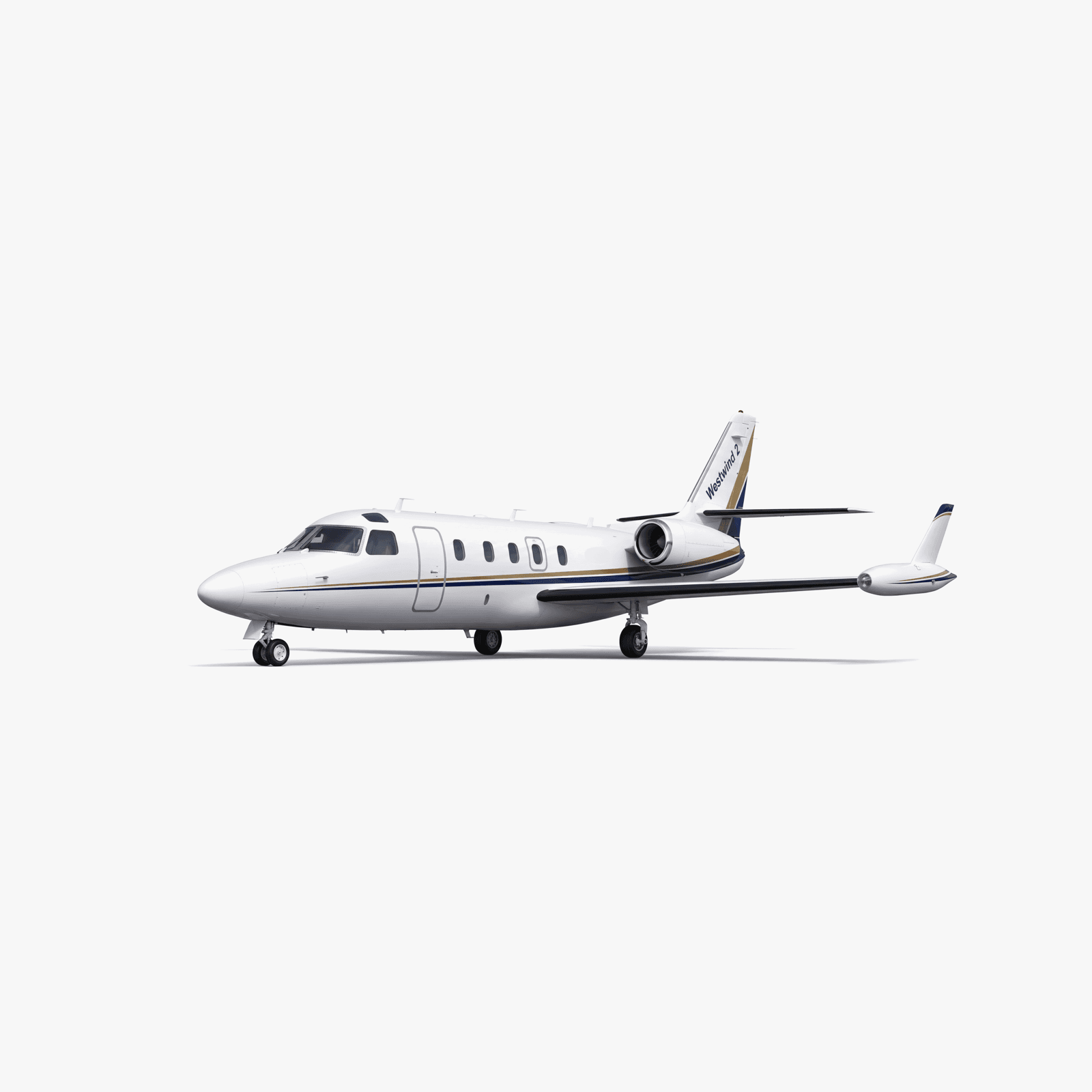 IAI Westwind Midsize Jet private jet — 3D exterior view from VOLO charter fleet
