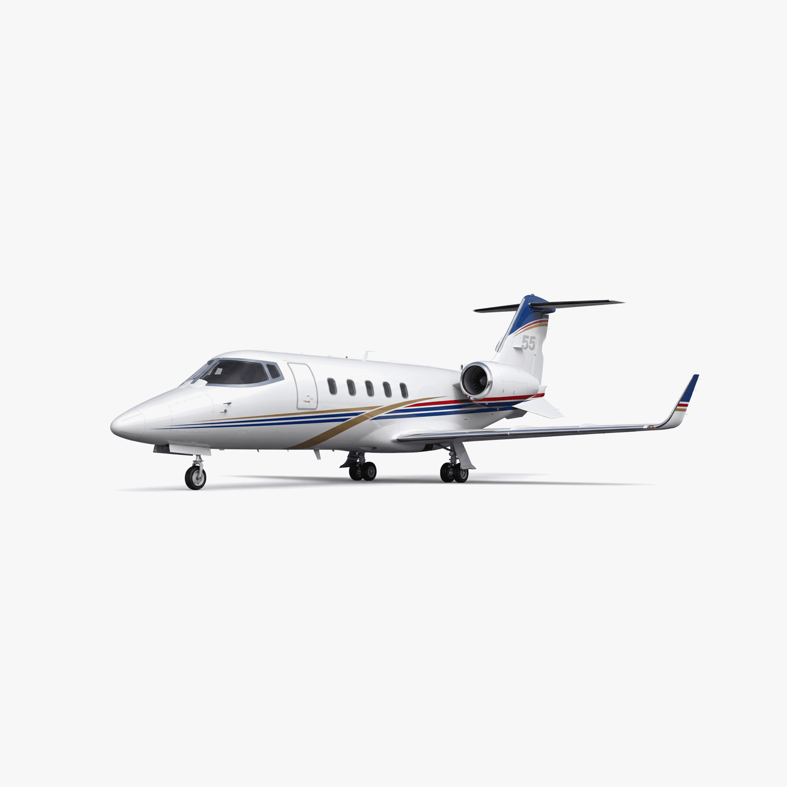 Learjet 55 Midsize Jet private jet — 3D exterior view from VOLO charter fleet