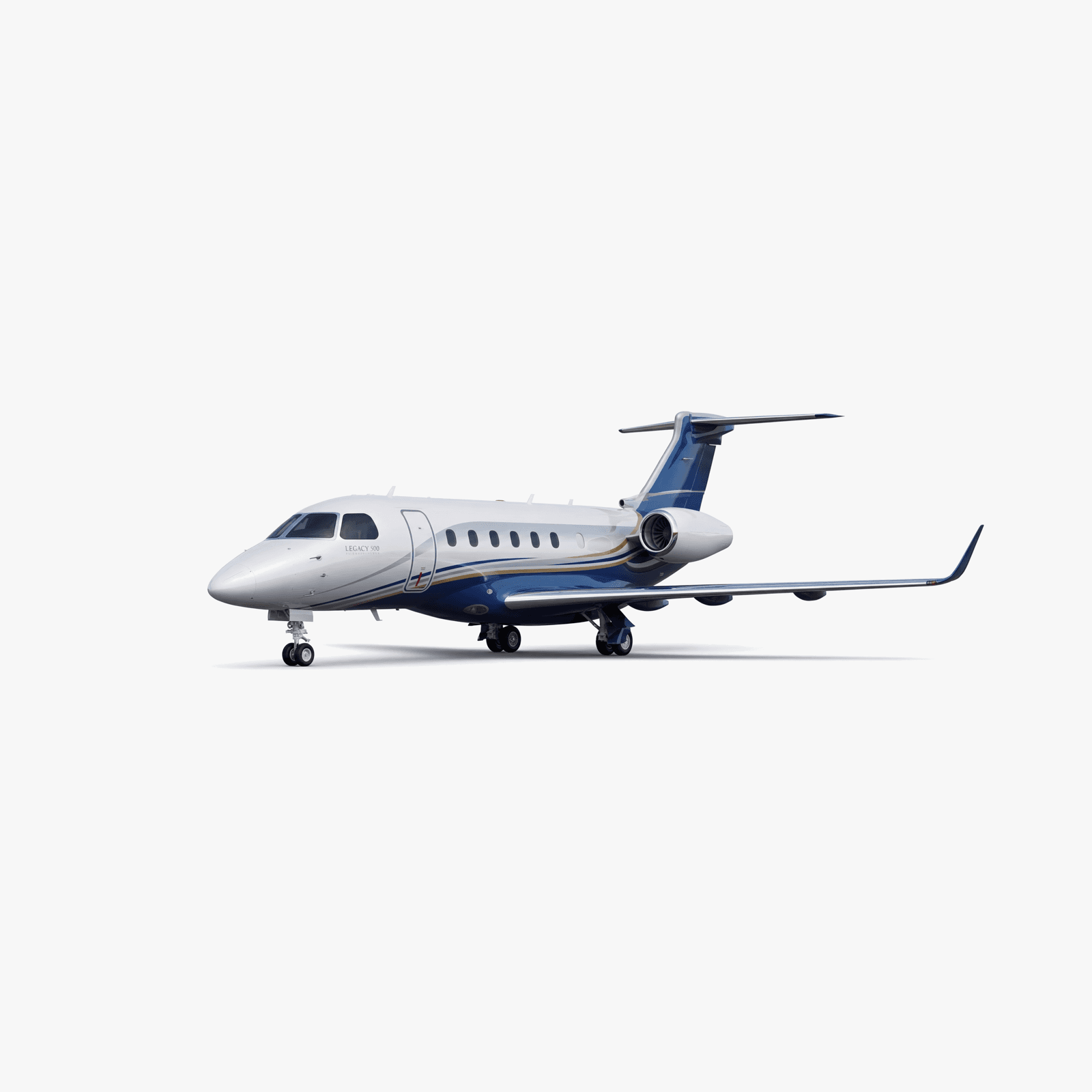 Legacy 500 Super Midsize Jet private jet — 3D exterior view from VOLO charter fleet