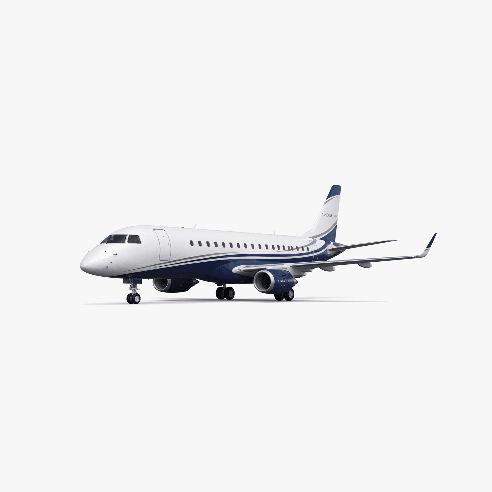 Lineage 1000 VIP Airliner private jet — 3D exterior view from VOLO charter fleet