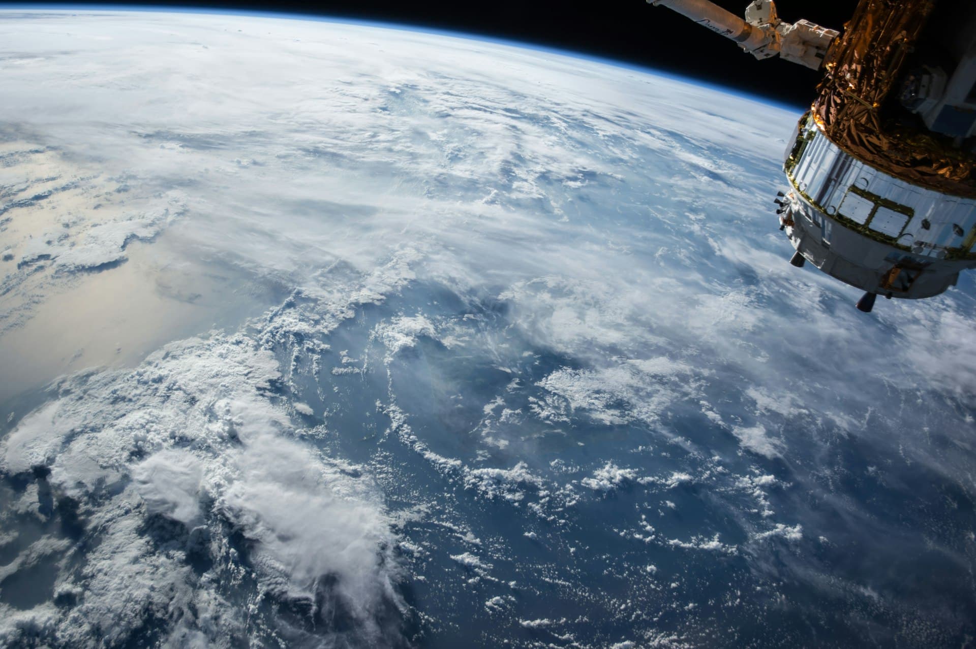 Earth from orbit showing flight intelligence visualization